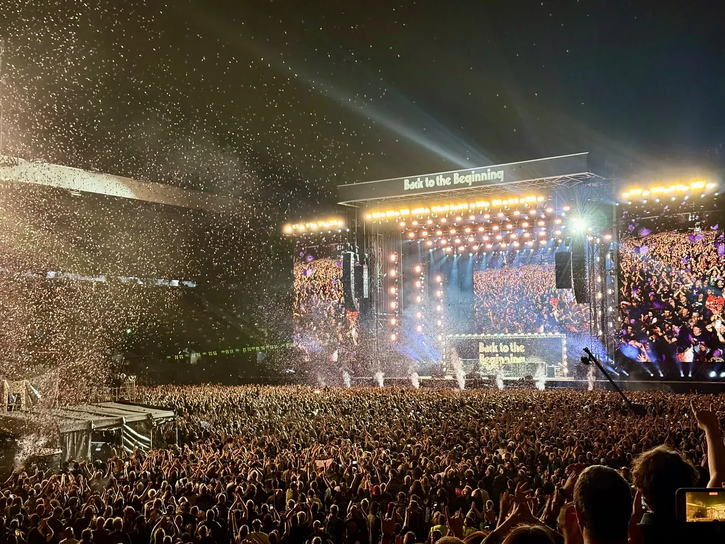 The final moments of the Back to the Beginning Event, July 5, 2025, Villa Park, Birmingham, photo by Mark Dauner
